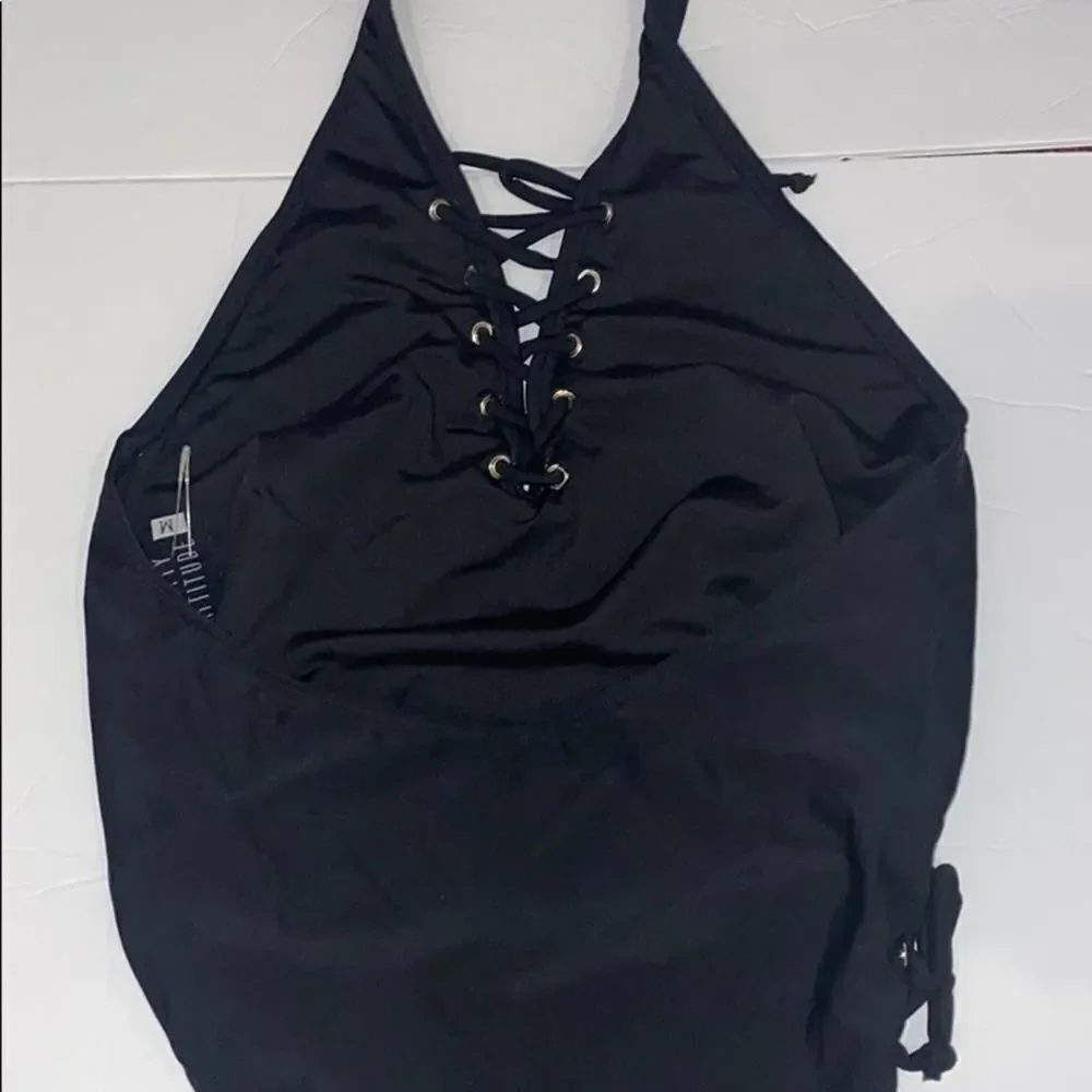 Pretty Attitude Tied Up Lace Up One Piece Swimsuit